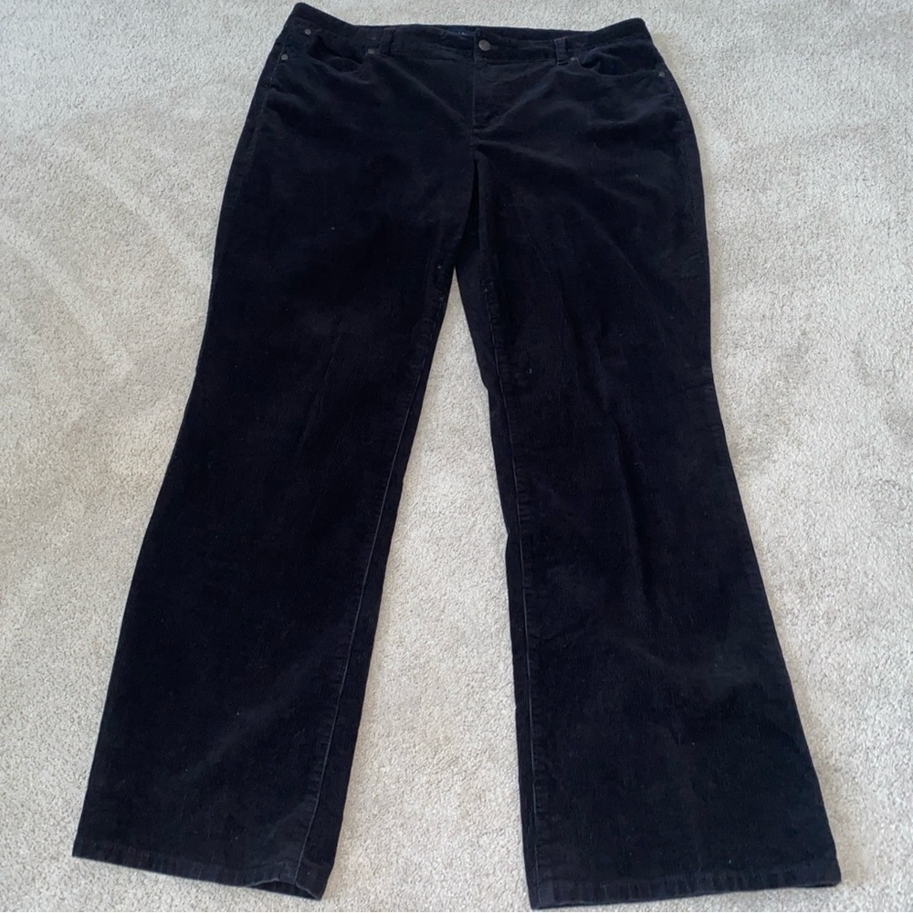 Talbots Size 18 Black Corduroy Pants Curvy  Cotton‎ Spandex